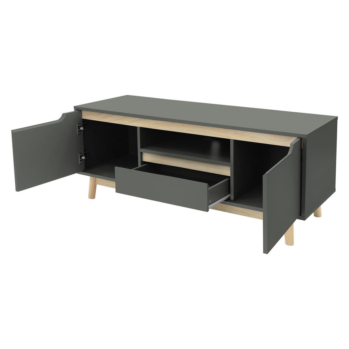 TV LOWBOARD - Grau, Holz (40/46/120cm) - ML-DESIGN
