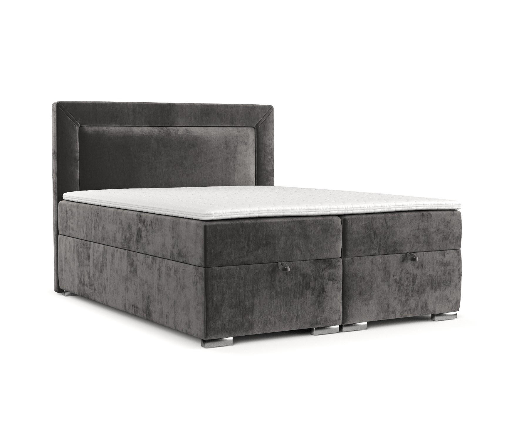 BOXBETT Lontano 120/200 cm Stahl im Lotta Stoff - Chromfarben/Graphitfarben, Holz/Holzwerkstoff (120/200cm) - AltaBeds