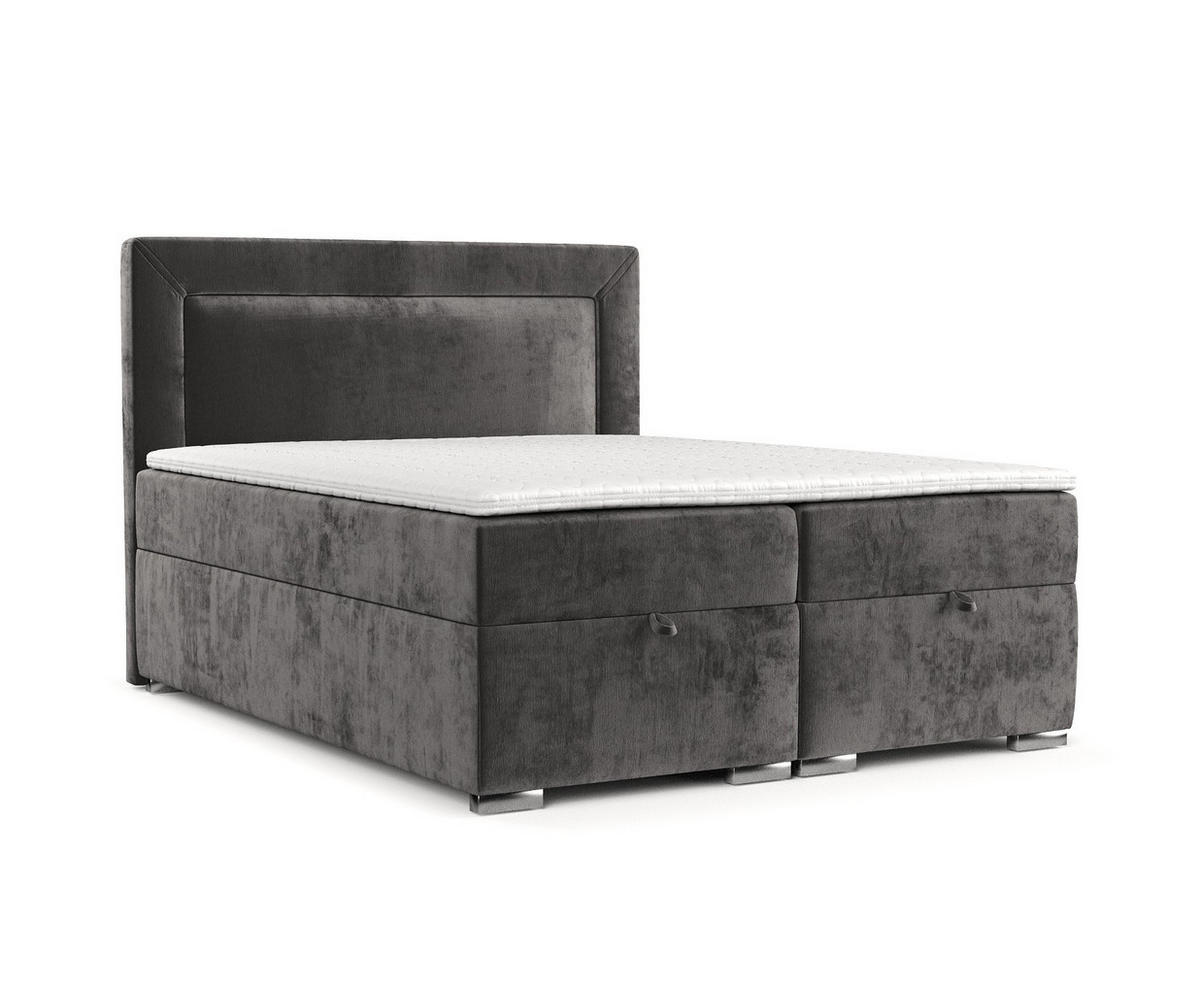 BOXBETT Lontano 120/200 cm Stahl im Lotta Stoff - Chromfarben/Graphitfarben, Holz/Holzwerkstoff (120/200cm) - AltaBeds