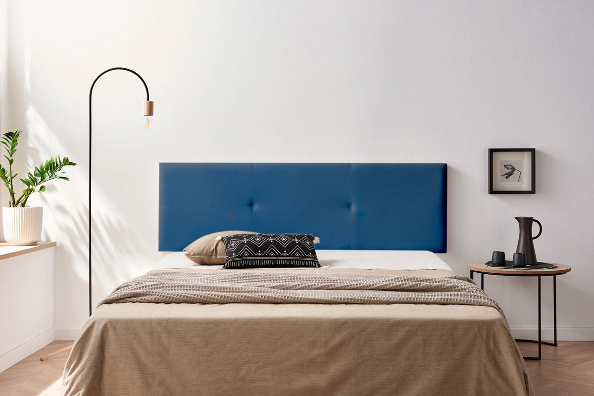 Kopfteil gepolstert ALMA Kunstleder 115x50x5 cm - Dunkelblau - Moonia - Dunkelblau, Holz (115/5/50cm)