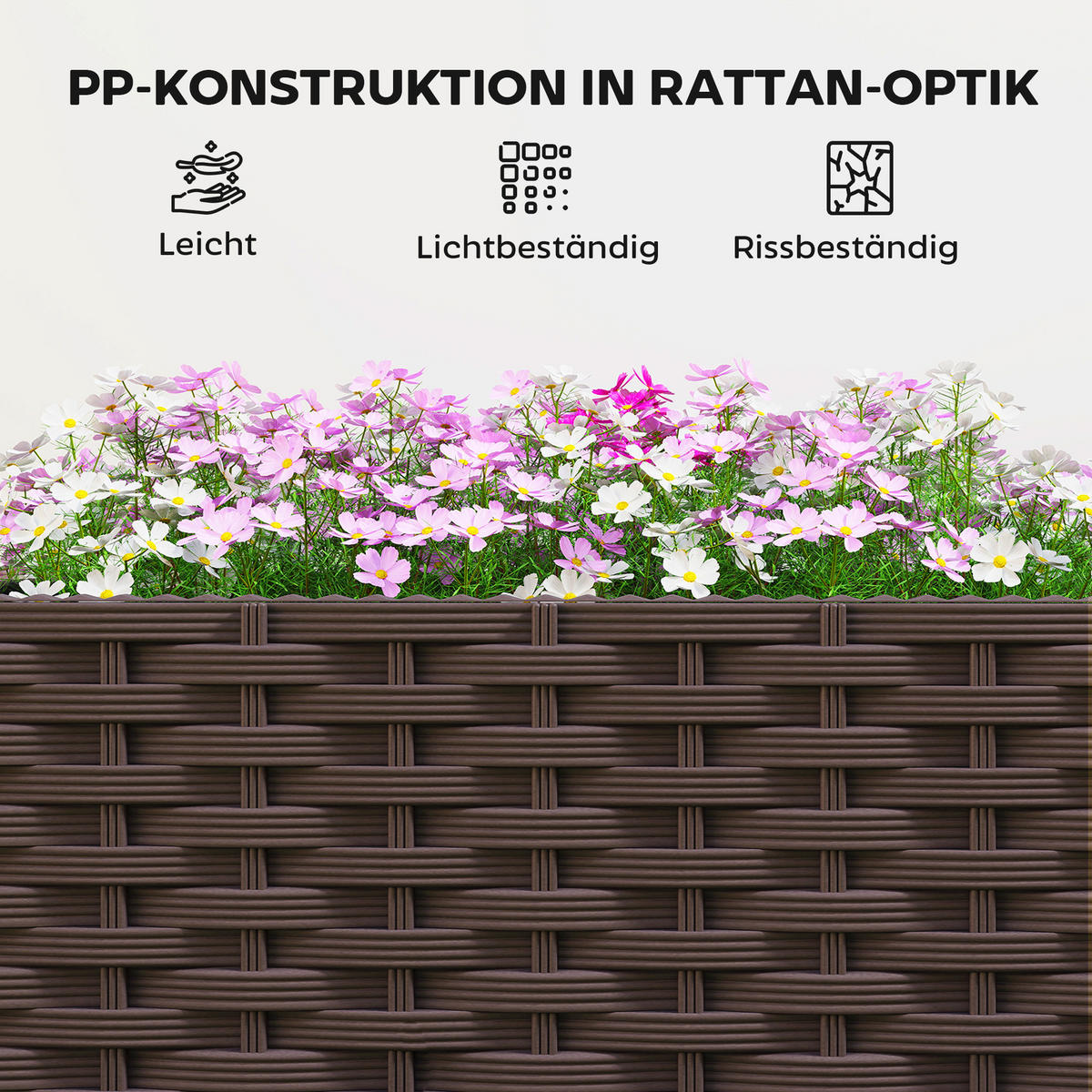 HOCHBEET Kunststoff, Modulare Pflanzbeet mit Selbstbewässerungssystem Braun - Braun, Kunststoff (40/37/120cm) - Outsunny