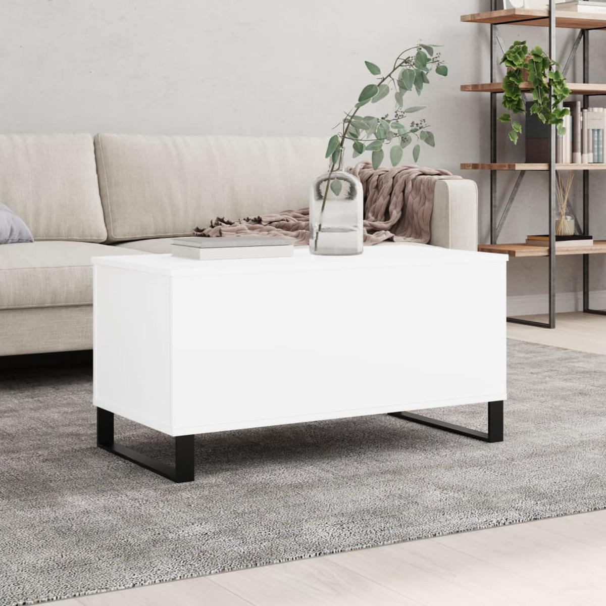 COUCHTISCH Weiß 90x44,5x45 cm Holzwerkstoff - Weiß, Holzwerkstoff (90/90/45cm) - furnicato