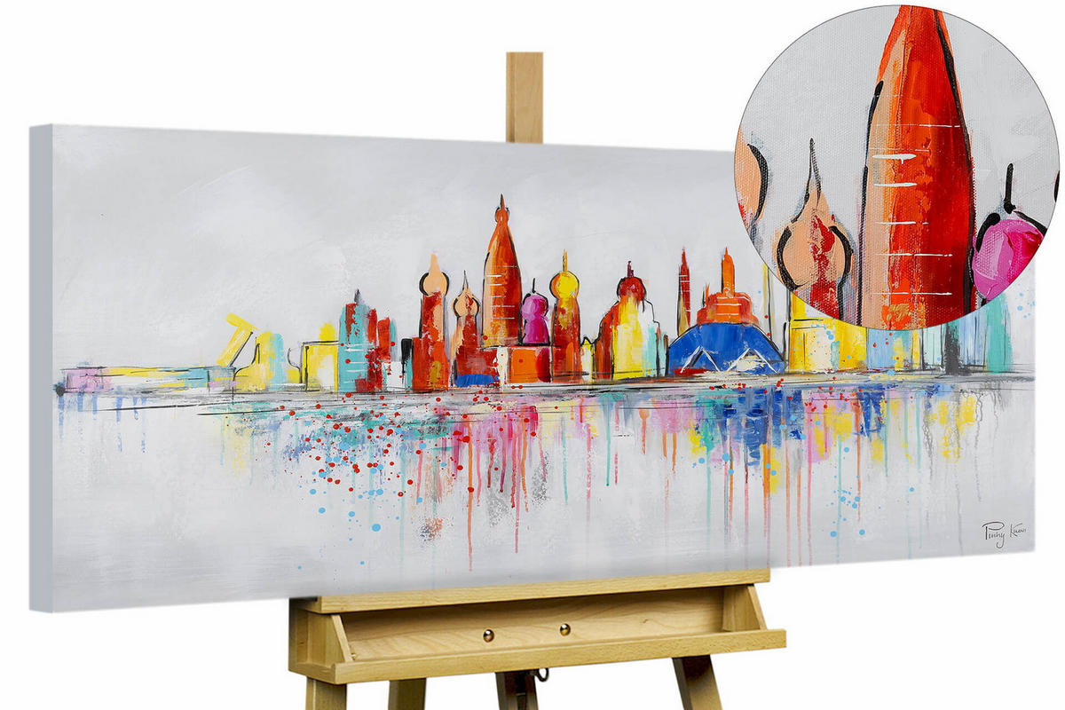 ACRYLBILD HANDGEMALT 120/60 cm - Multicolor/Grau, Holz/Textil (1.7/60cm) - KUNSTLOFT
