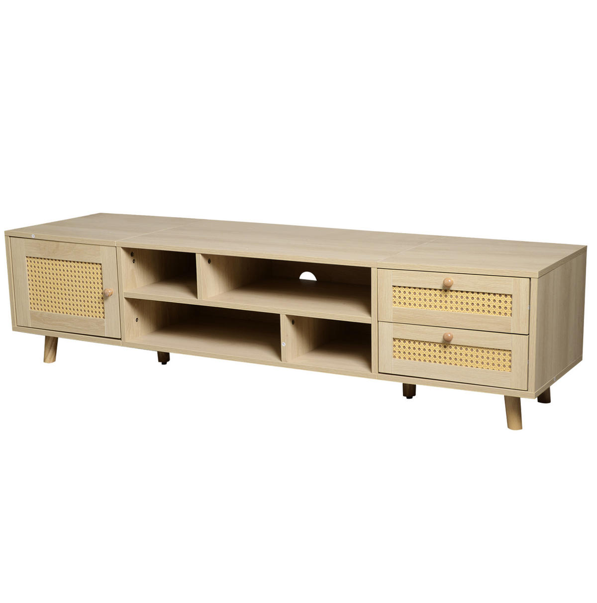 TV-LOWBOARD 160/39/40,5 cm mit 2 Schubladen und Kabeldurchlass - Naturfarben, Holzwerkstoff (160/40/39cm) - BEAOK