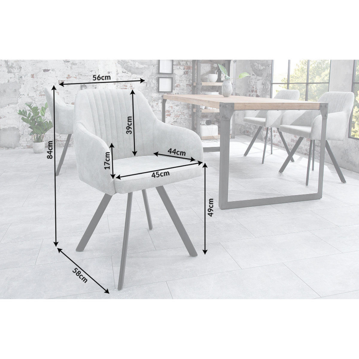 STUHL LUCCA Microfaser Grau - Grau, Textil (56/84/58cm) - riess-ambiente