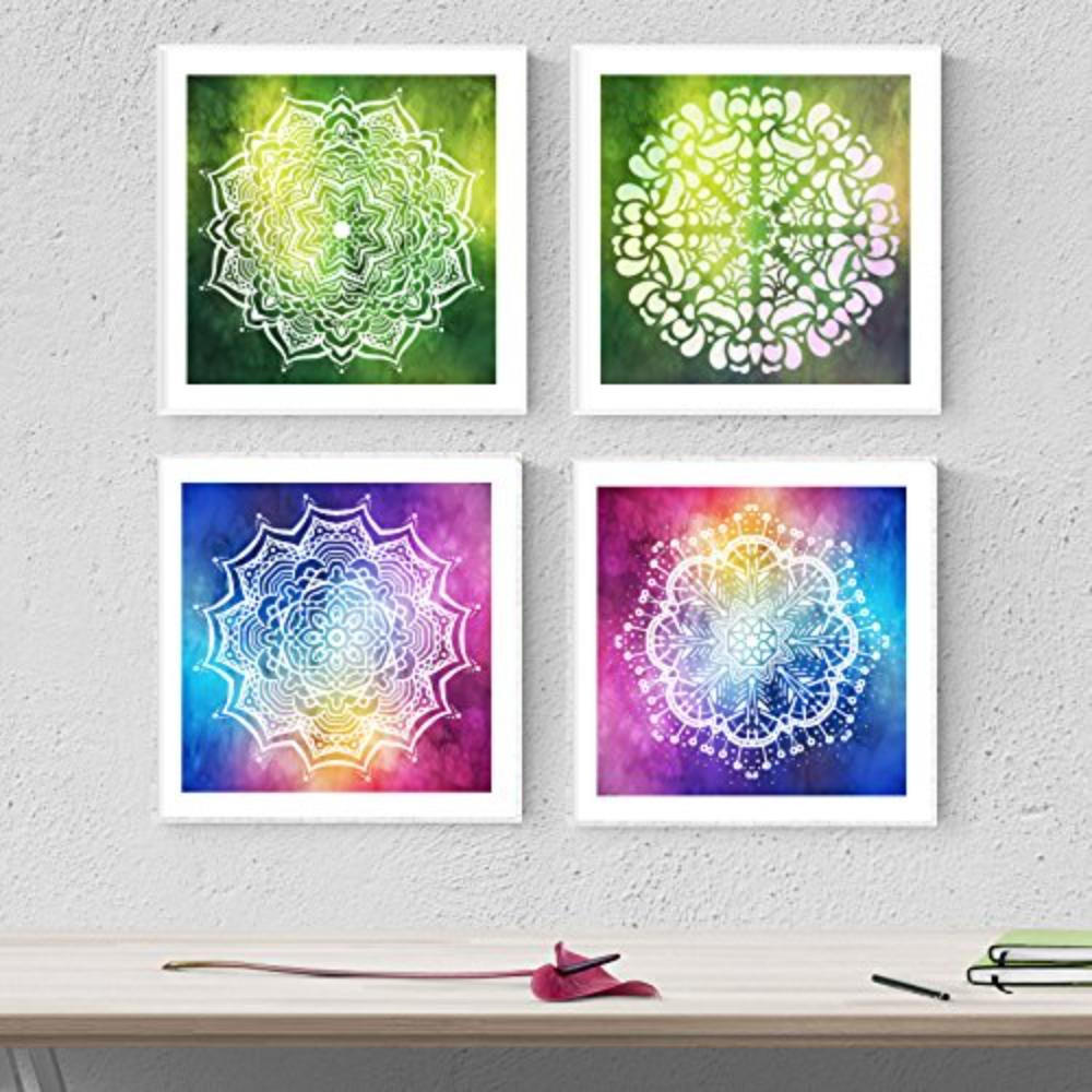 POSTER Set mit 4 Mandalas Motivation 20x20cm Rahmenlos - Klar, Papier (20/3cm) - Nacnic