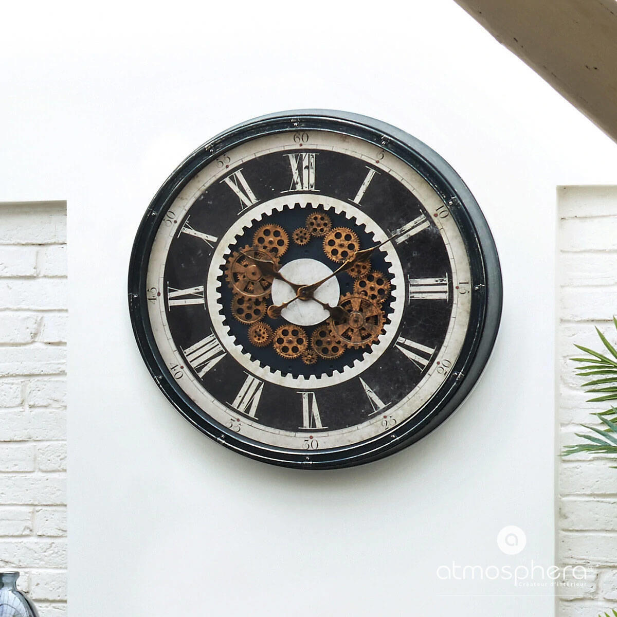 WANDUHR mit dekorativem Mechanismus Charley 76/76/8,5 cm - Schwarz, Kunststoff (76/8.5/76cm) - Atmosphera Createur d´interieur