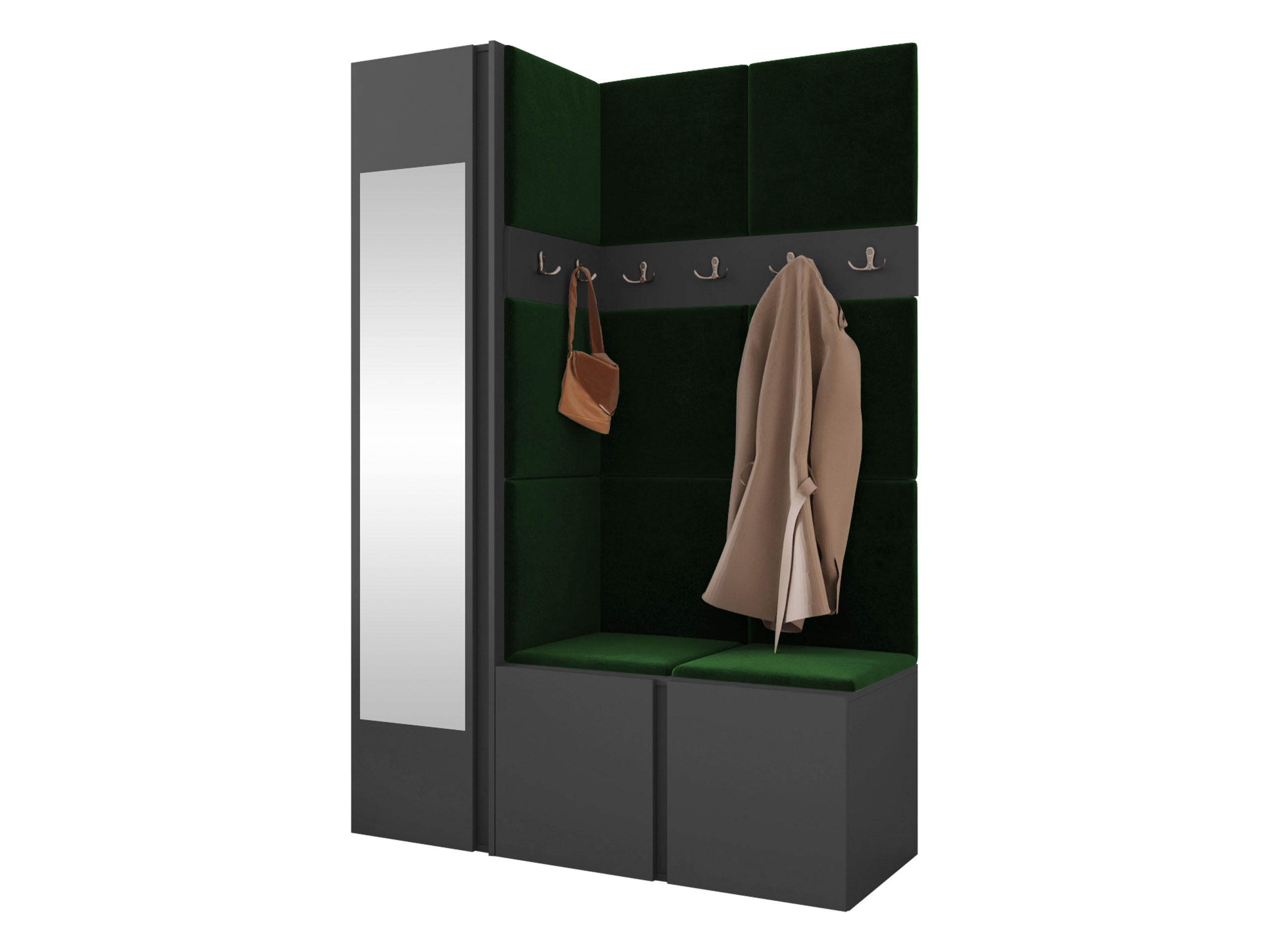 Mirjan24 Garderoben-Set Graphit, Grün 124x186x46 cm