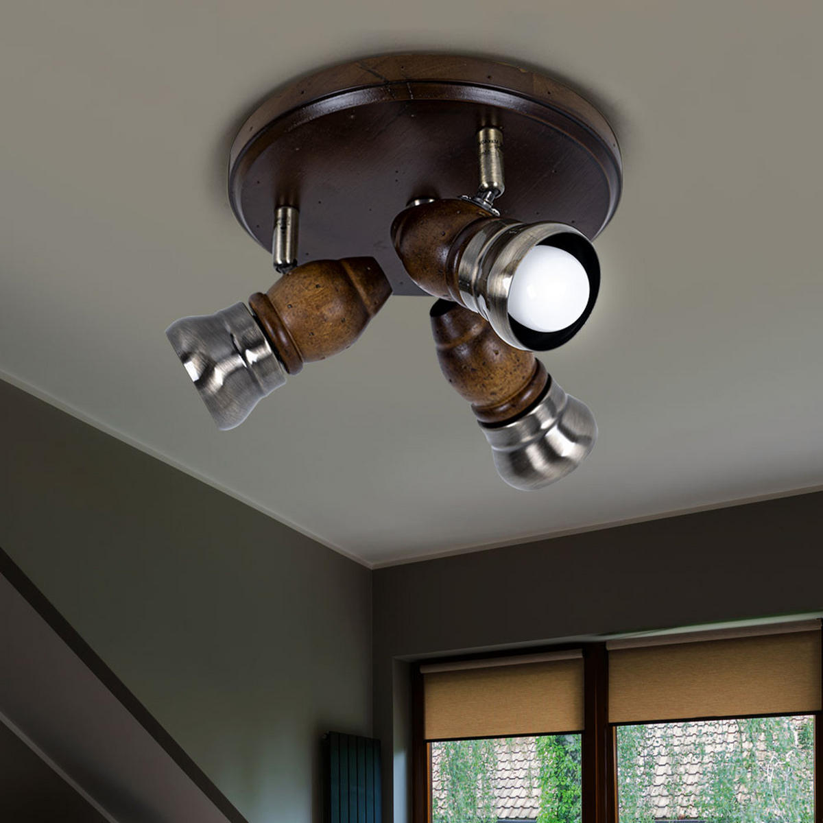 LED DECKENLEUCHTE Holzoptik Braun beweglich - Braun, Holz (7/7/13cm) - Globo Lighting