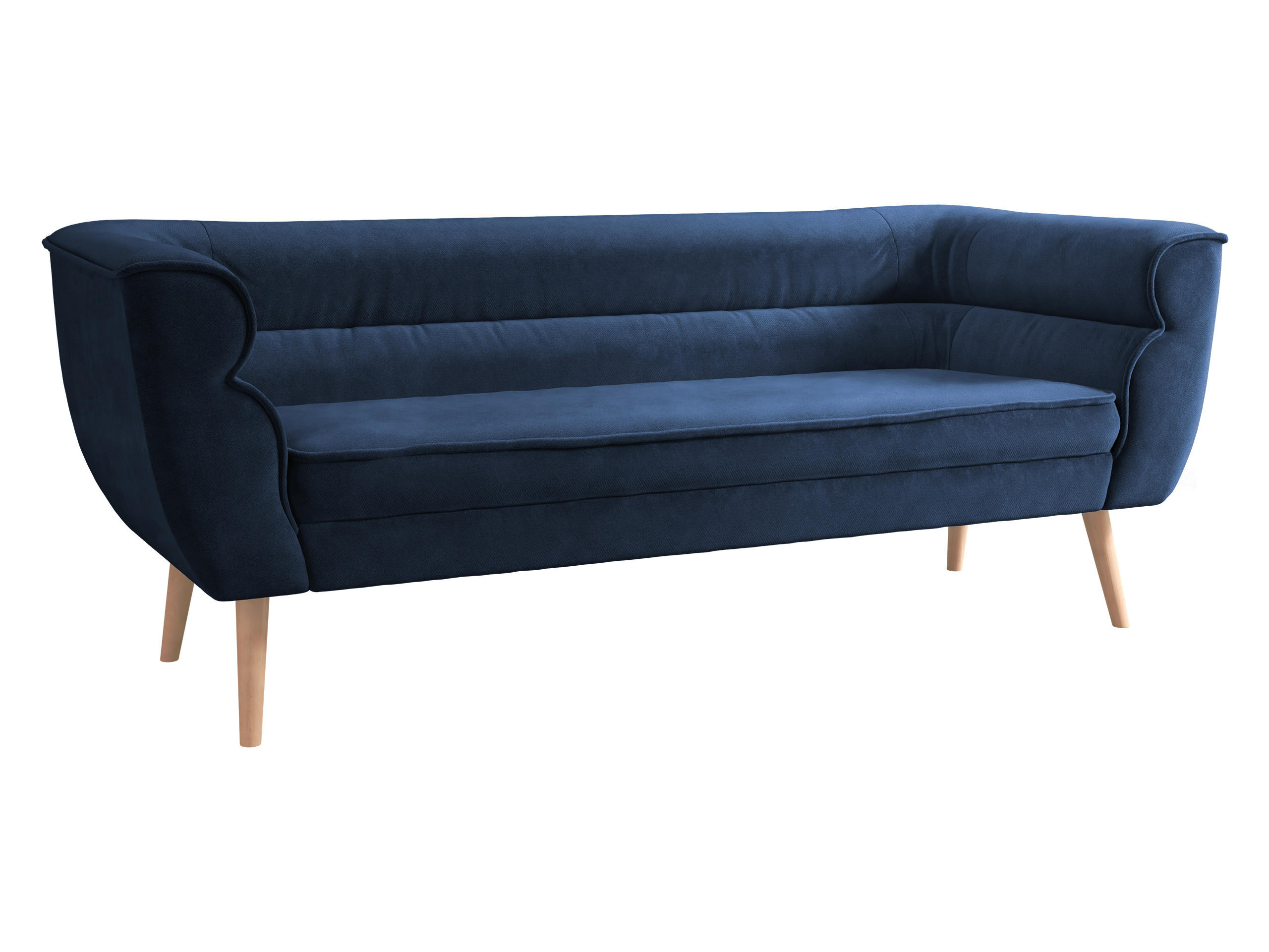 SOFA Bal 3 - Naturfarben/Dunkelblau, Holz/Textil (182/75/74cm) - MIRJAN24