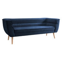 SOFA Bal 3 - Naturfarben/Dunkelblau, Holz/Textil (182/75/74cm) - MIRJAN24