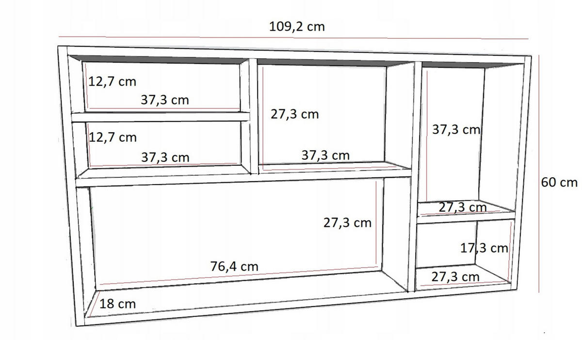 WANDREGAL MILANO Wenge 109,2/18/60 cm - Wengefarben, Holzwerkstoff (109.2/60/18cm) - Matkam Möbel