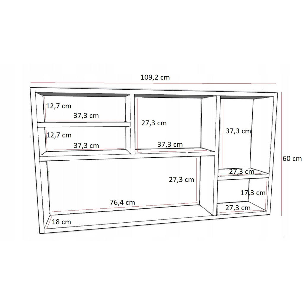 Thumbnail - Matkam Möbel Wandregal, Weiß, Holzwerkstoff, 109.2x60x18 cm, Wohnzimmer, Regale, Wandregale