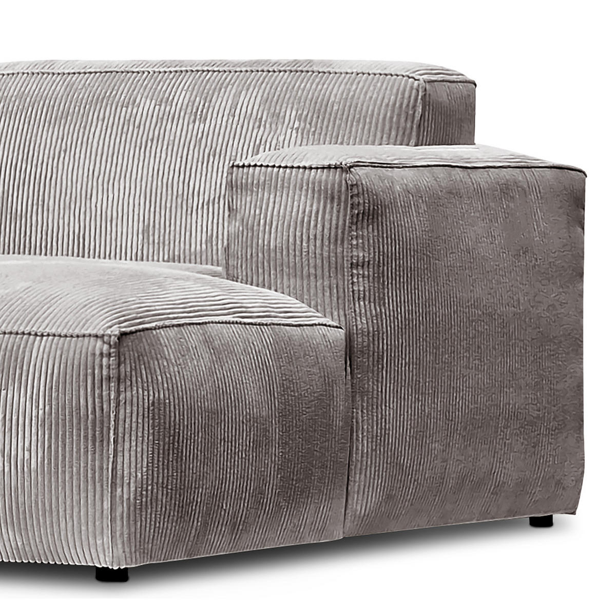 ECKSOFA mit Longchair - Hellgrau/Schwarz, Kunststoff/Textil (345/170cm) - home24