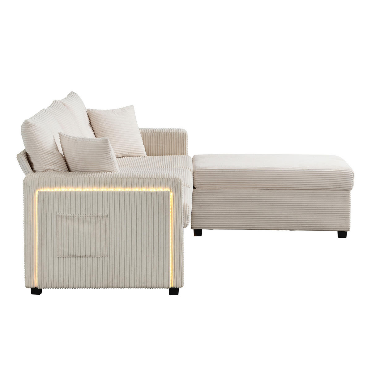 ECKSOFA 184/84,5/85,5 cm Beige - Beige, Textil (84.5/184cm)
