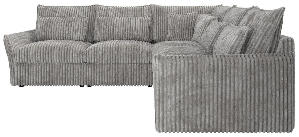 ECKSOFA VERSO L Hellgrau Cord - Hellgrau/Schwarz, Kunststoff/Textil (270/270cm) - MKS