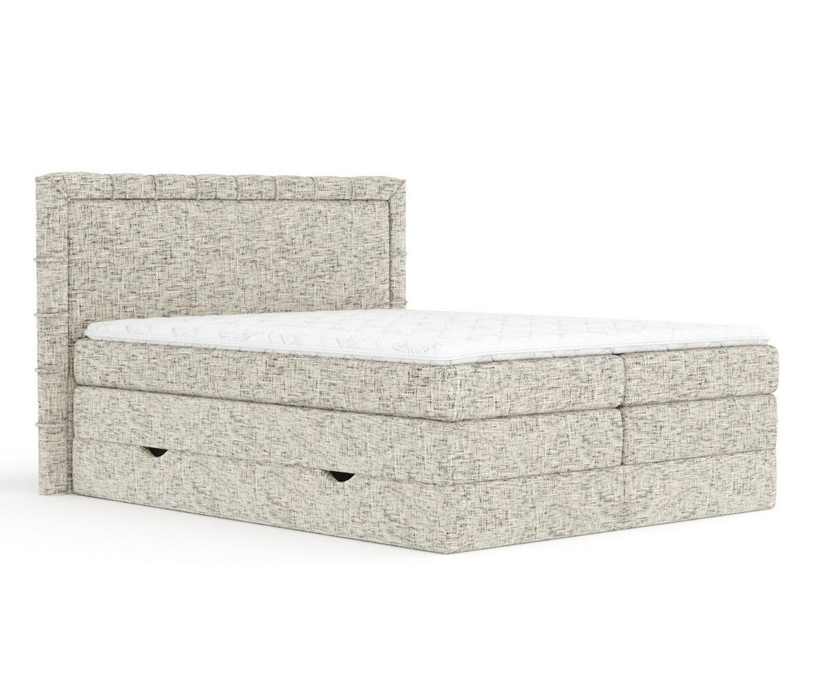 BOXSPRINGBETT Rosabel Beige 180/200 cm mit Matratze und Topper - Beige/Schwarz, Holz/Holzwerkstoff (180/200cm) - Maison de Reve