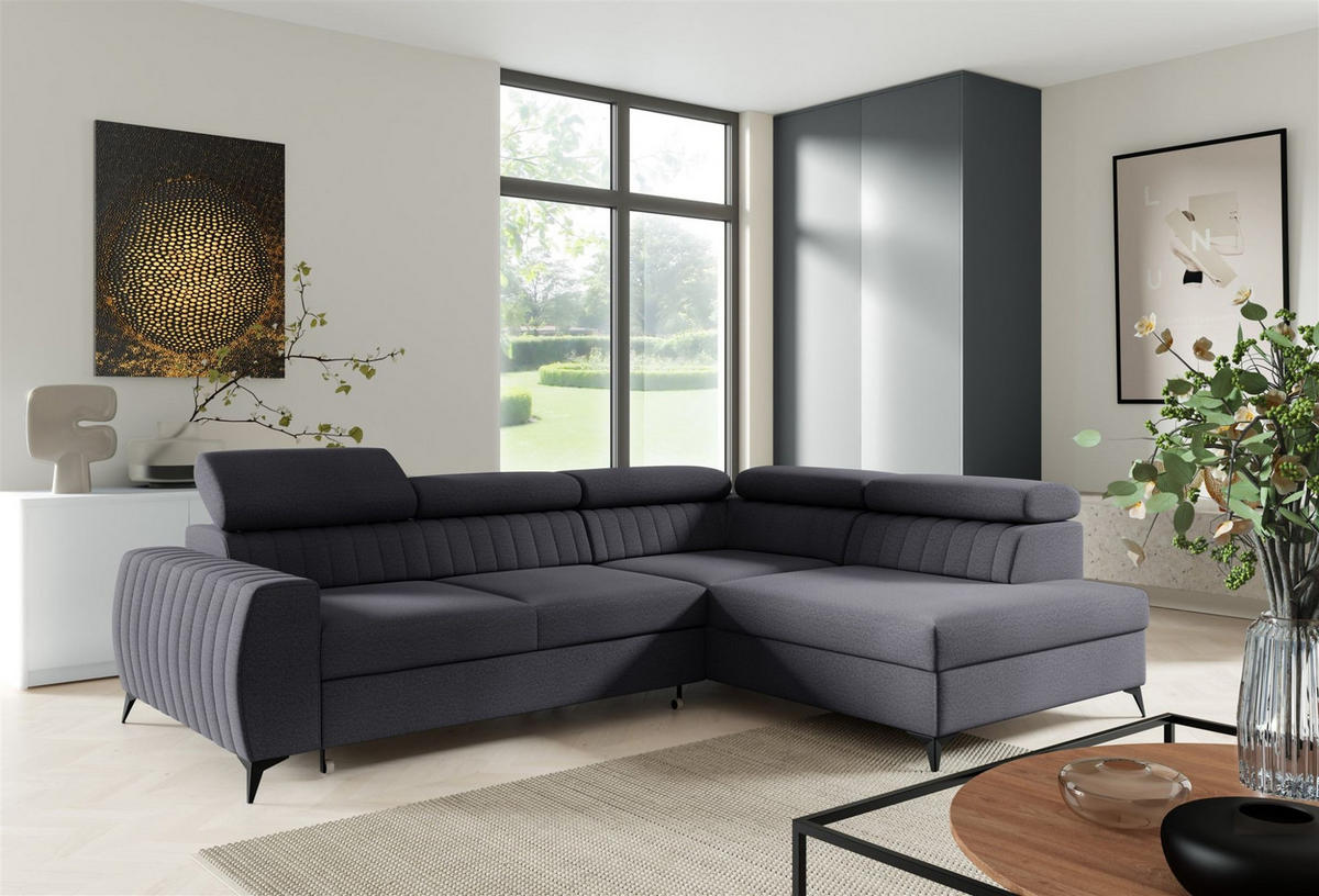 ECKSOFA Toronto - Dunkelgrau, Holzwerkstoff/Textil (270/200cm) - Fun Möbel
