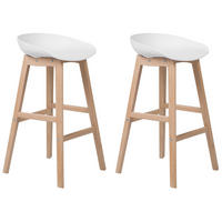 BARSTUHL 2er-Set Kunststoff Weiß Micco - Weiß, Holz/Kunststoff (42/85/46cm) - Beliani