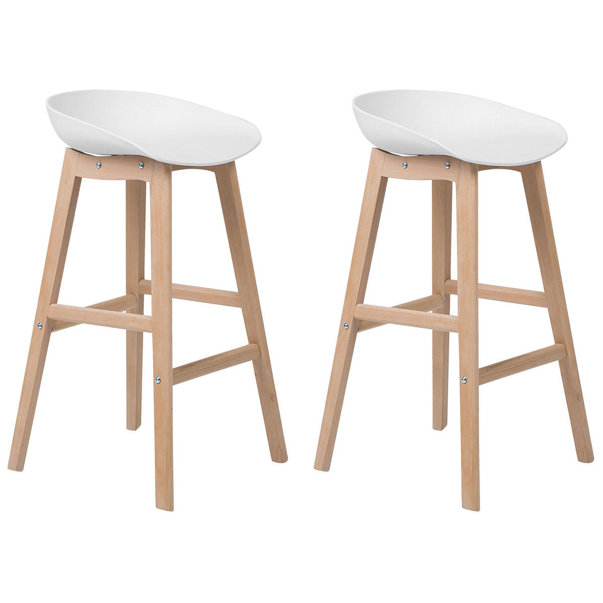 BARSTUHL 2er-Set Kunststoff Weiß Micco - Weiß, Holz/Kunststoff (42/85/46cm) - Beliani