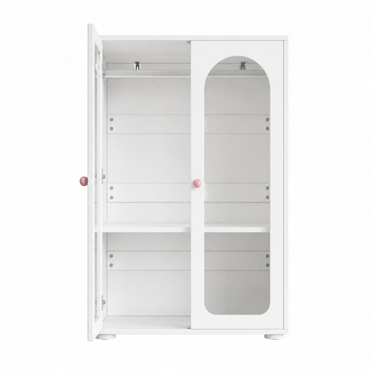 KLEIDERSCHRANK 80x50x120 cm mit 2 Acryl-Transparenttüren und Kleiderstange - Keramikgriffen - Weiß - Weiß, Holzwerkstoff (50/120/80cm) - DELFA