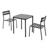 GARTENSET, quadratisch (70 x 70cm) und 2 Stühle, Schwarz - Schwarz, Metall - Oviala