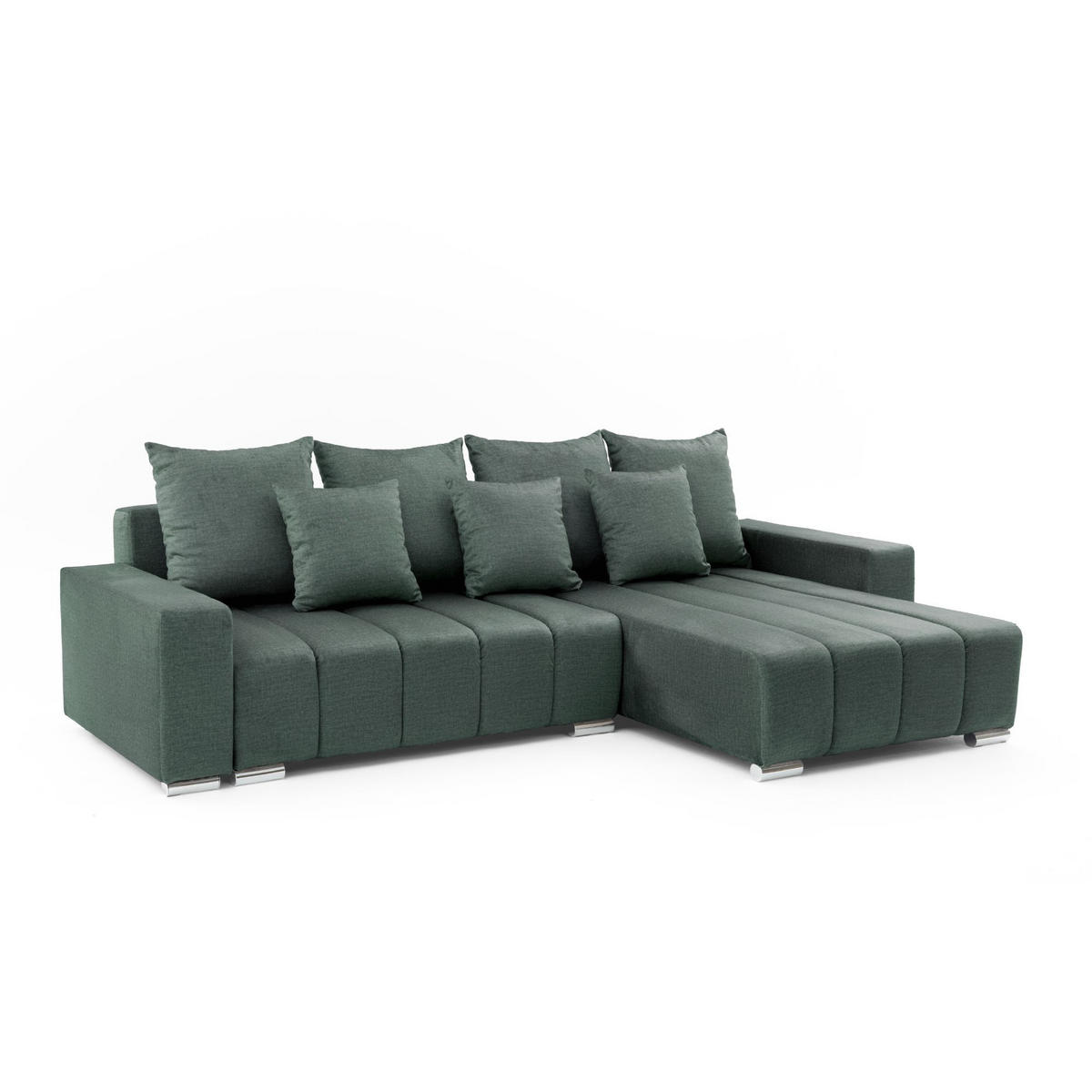 ECKSOFA Piano L Rechts mit Schlaffunktion 137x234 Velours Grün - Silberfarben/Grün, Holz/Textil (178/278cm) - Muffo