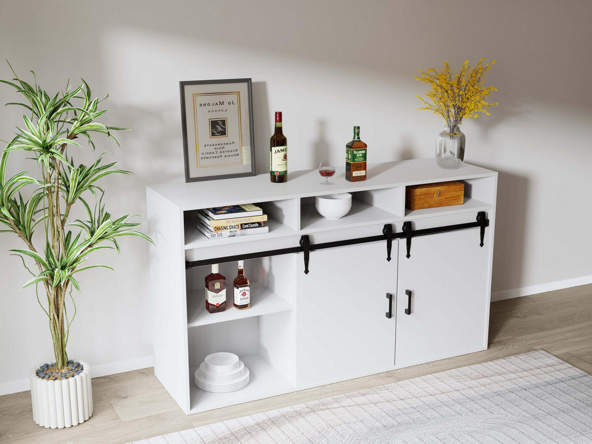SIDEBOARD in 140/80/40cm - Weiß, Holzwerkstoff/Metall (40/80/140cm) - HOMAVO