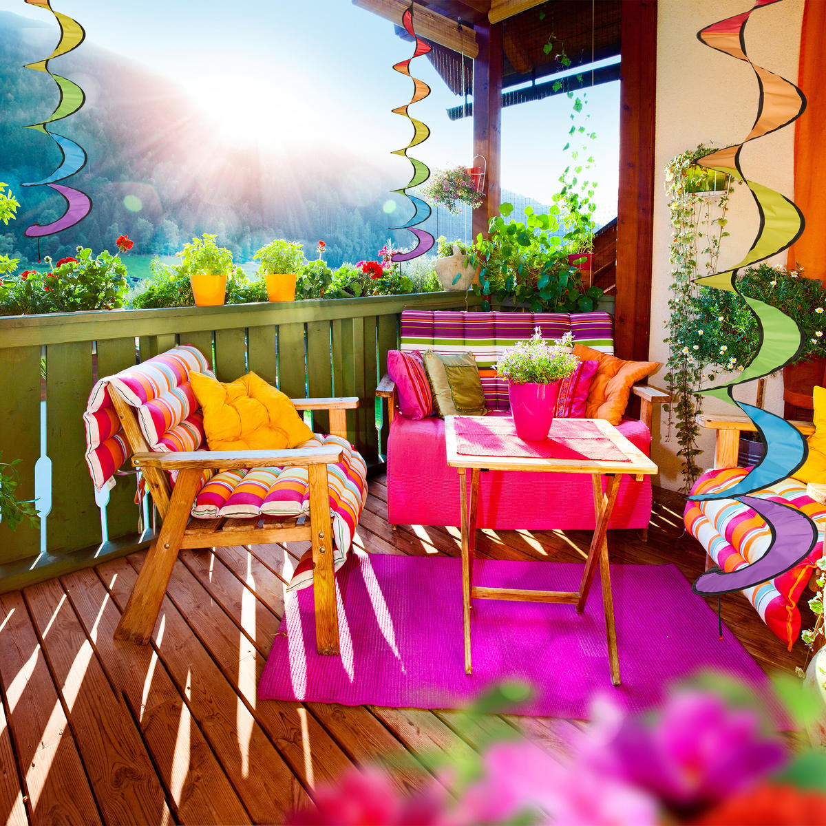 3XWINDSPIEL - Multicolor, Kunststoff/Textil (24/24/137cm) - Relaxdays