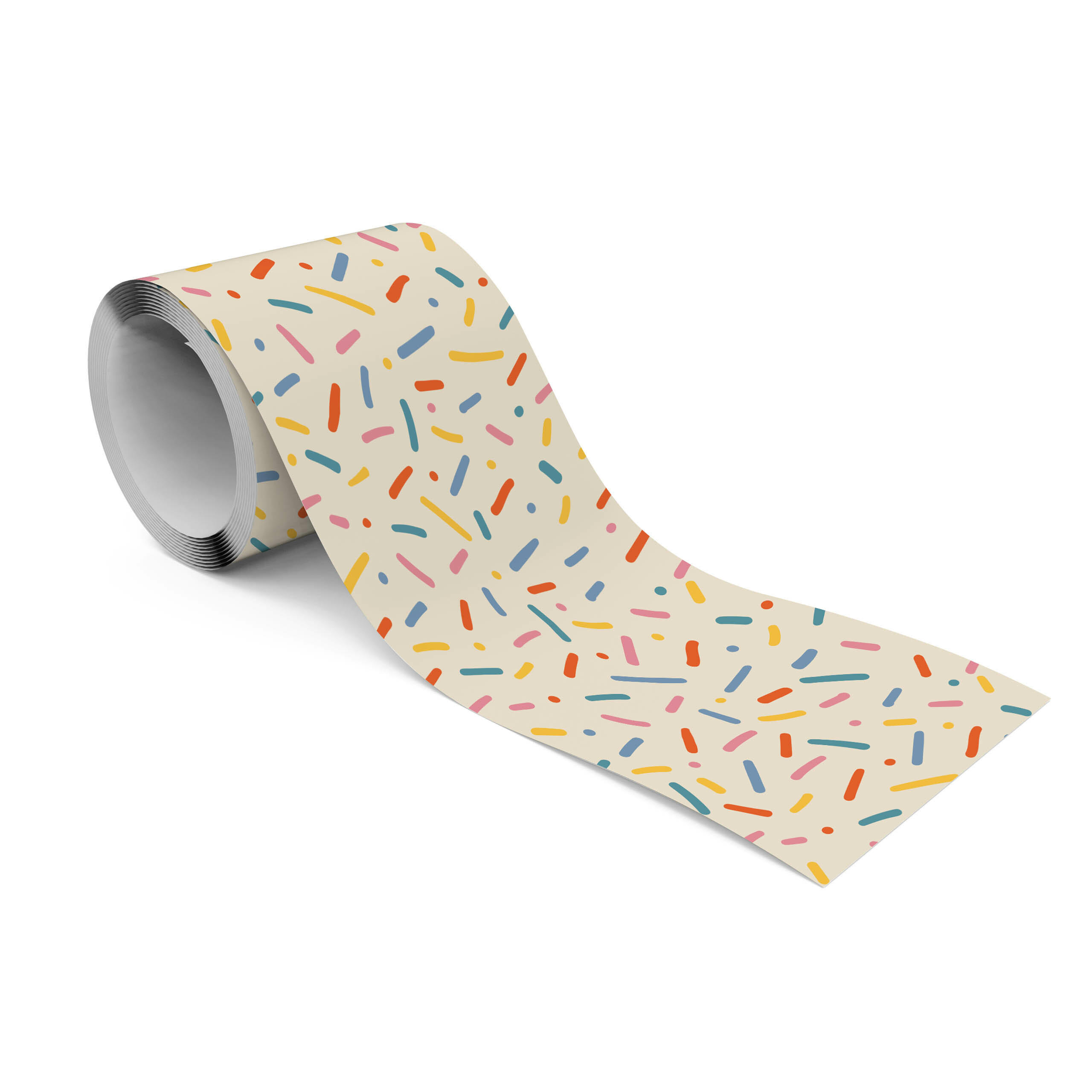 TAPETENBORDÜRE selbstklebend KONFETTI bunte Muster Abstraktion Wanddeko - Blau/Beige, Papier (10/300/300cm) - Muralo