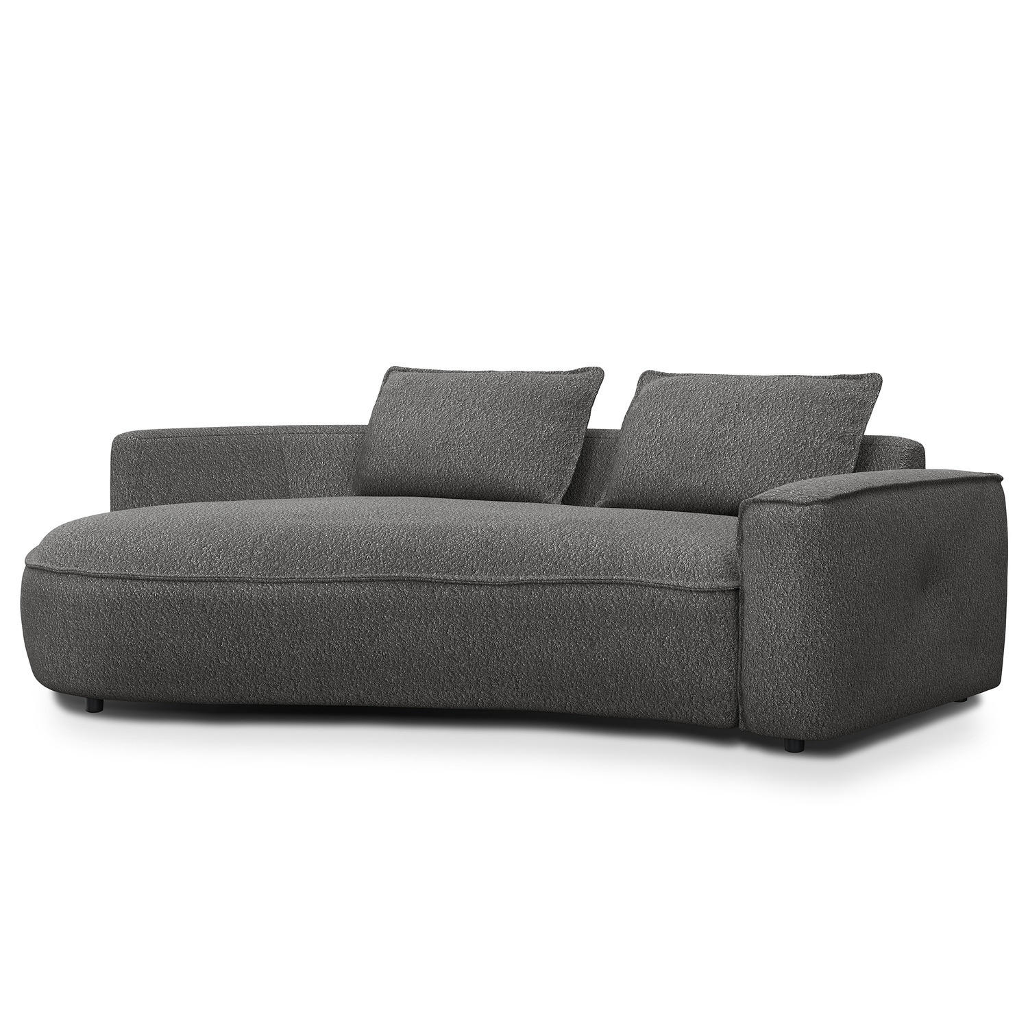 2,5-SITZER SOFA - Schwarz/Grau, Kunststoff/Textil (217/82/146cm) - home24