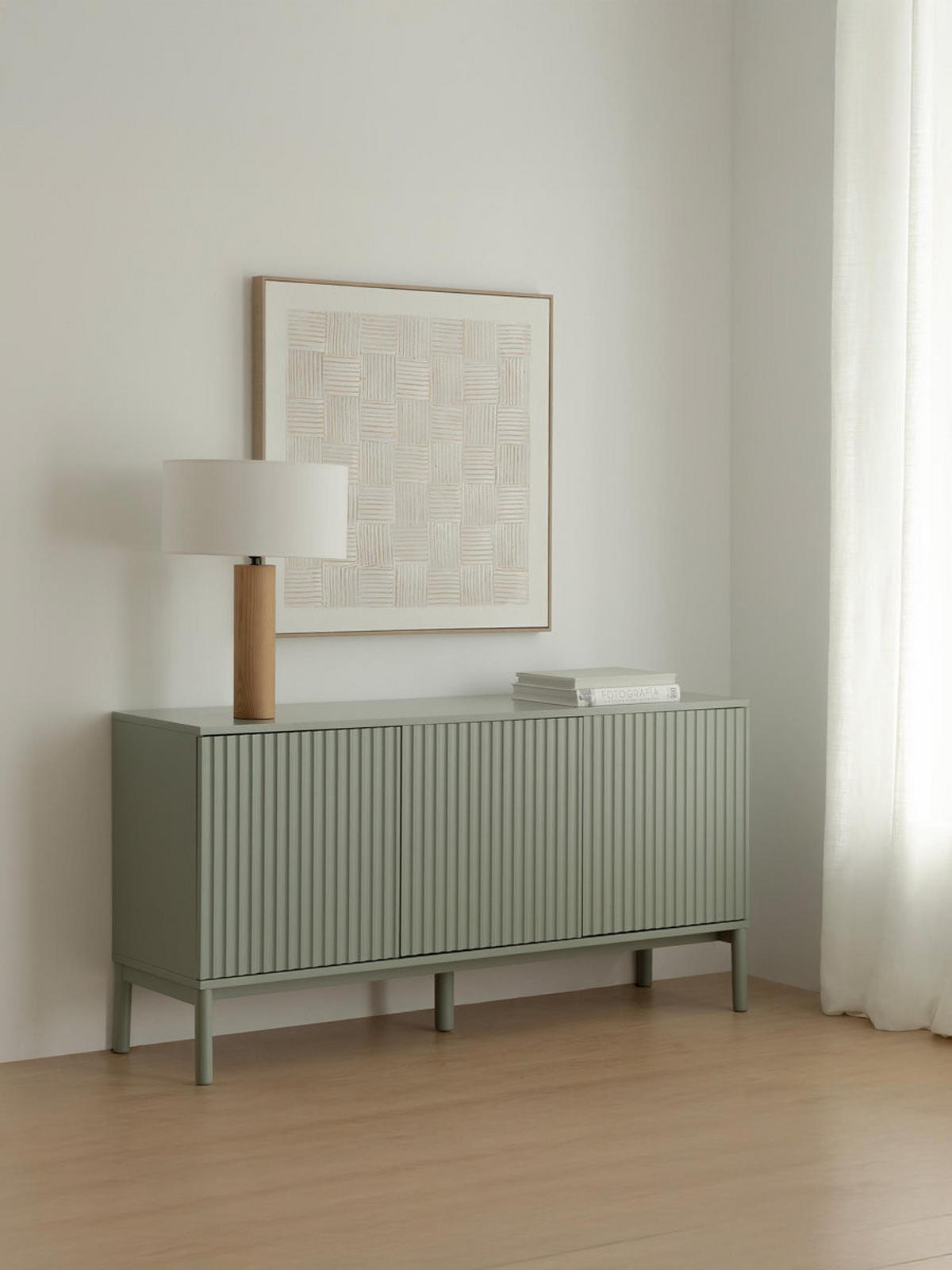 SIDEBOARD Melton Grün 150 cm x 75 cm - Grün, Holzwerkstoff (150/75/40cm) - Kenay Home