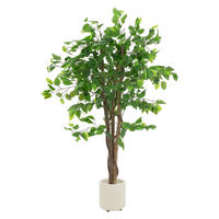 KUNSTPFLANZE Ficus 120 cm mit Naturholzstamm für Innen/Außen - Schwarz/Grün, Kunststoff/Textil (120cm) - ML-DESIGN