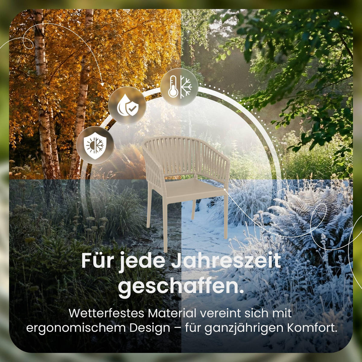 GARTENSTUHL 4er Set Kunststoff Taupe - Taupe, Kunststoff (58/80/58cm) - CLP