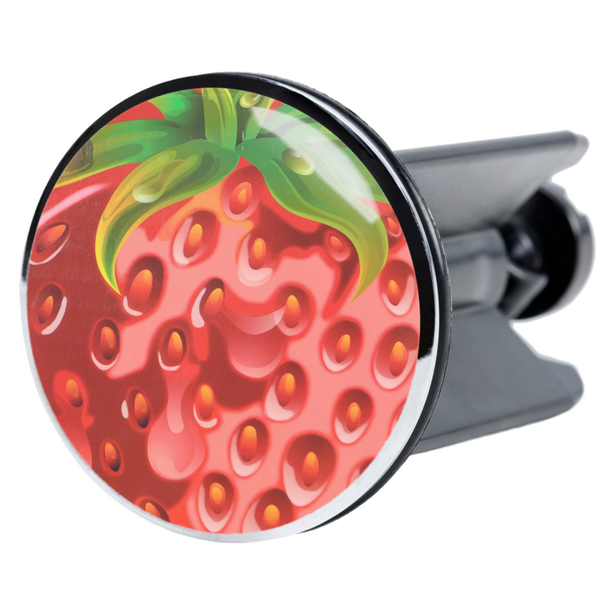 WASCHBECKENSTÖPSEL Strawberry - Rot, Kunststoff/Metall (4/7/7cm) - Sanilo