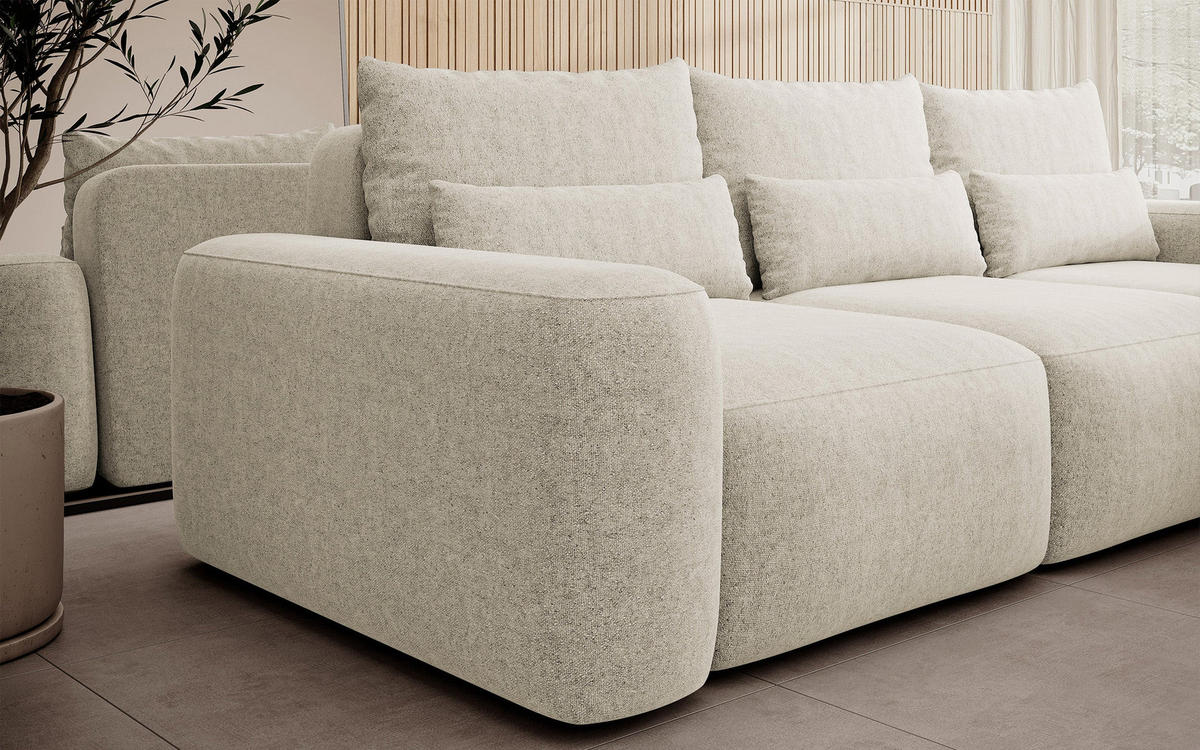 ECKSOFA Carnos Chenille-Bezug in Creme - Creme, Textil (264/162cm) - Selsey