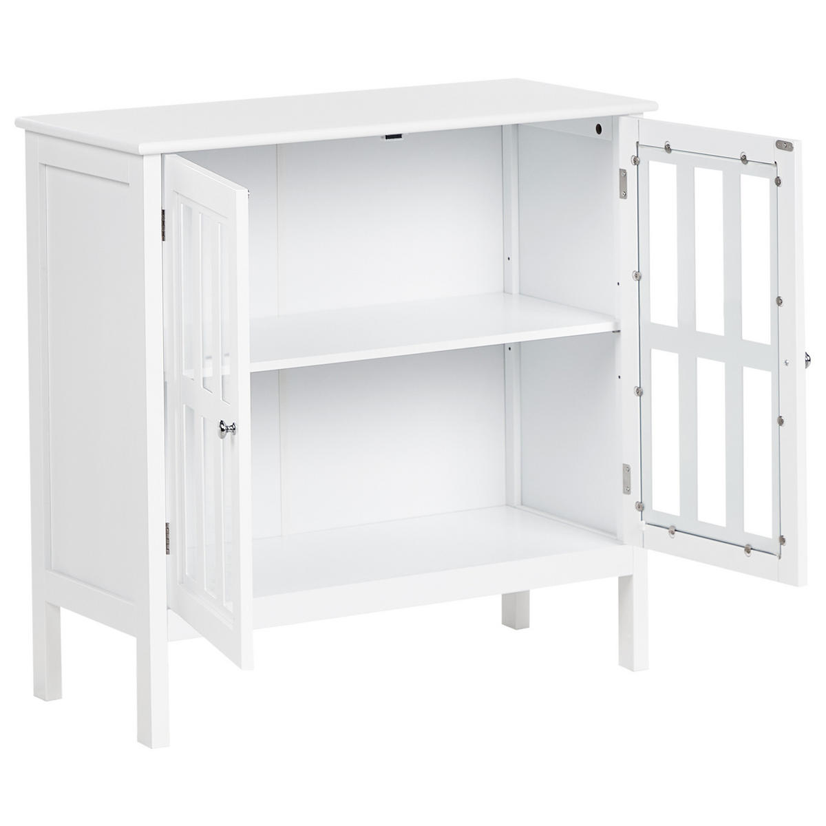SIDEBOARD se skleněnými dveřmi 80 cm Bílý Miram - bílá, kompozitní dřevo (80/78/36cm) - Beliani