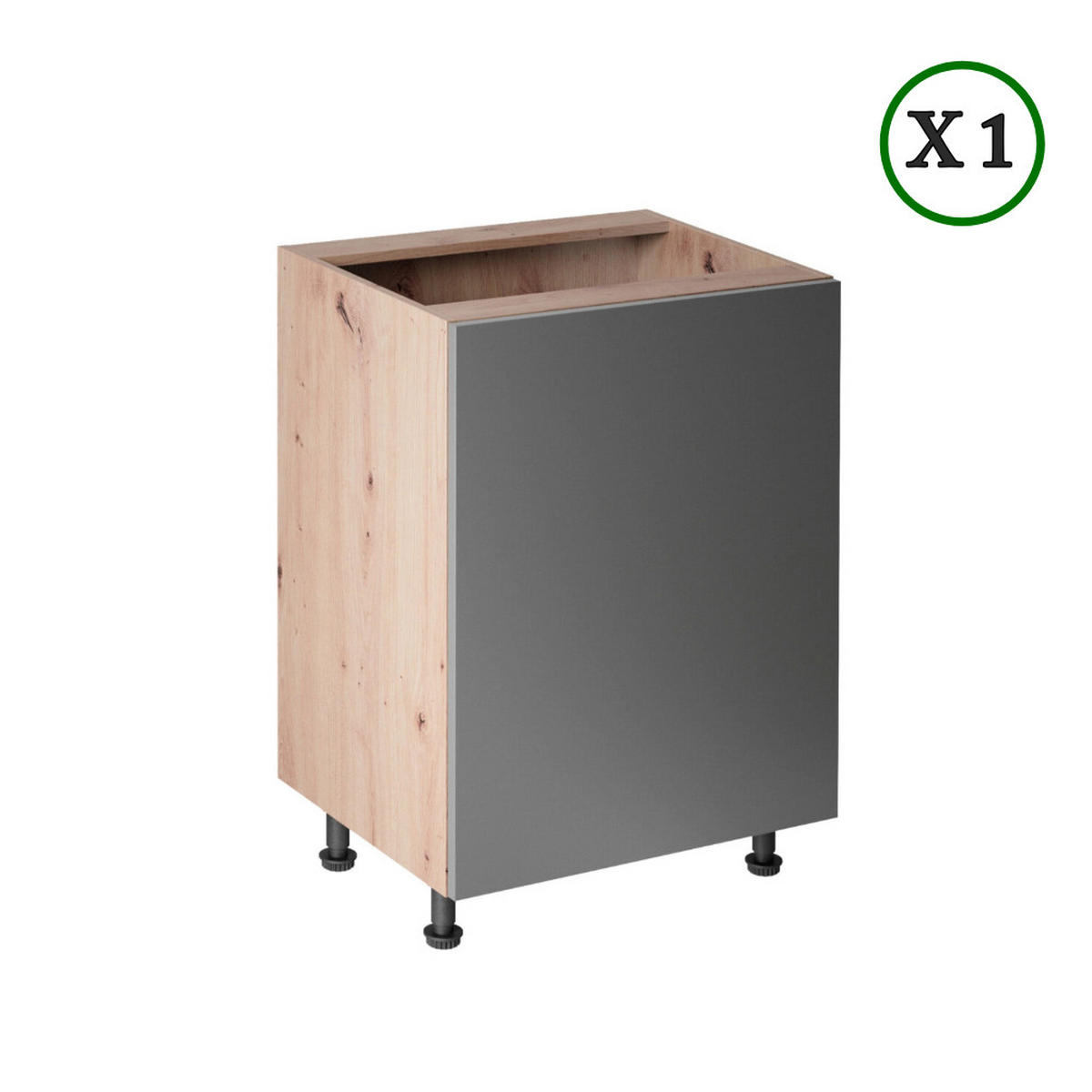 KÜCHENZEILE 200 cm - Langen K21-M200 - in Artisan Eiche / Grau - Eiche Artisan/Grau, Holz/Holzwerkstoff (200/210/47cm)
