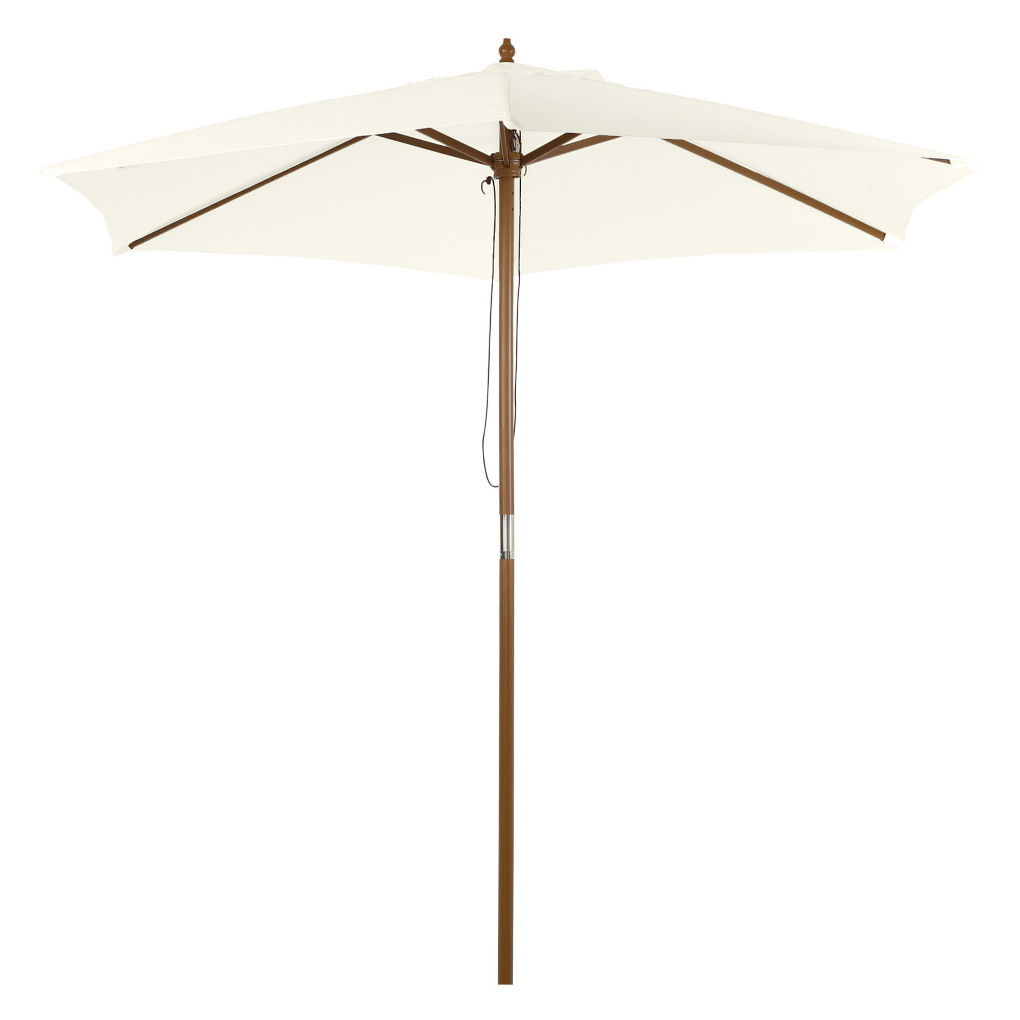 SONNENSCHIRM DE-05581 Seilzug, Bambus, windfest Weiß - Weiß, Holz (250/250cm) - ComfortXL