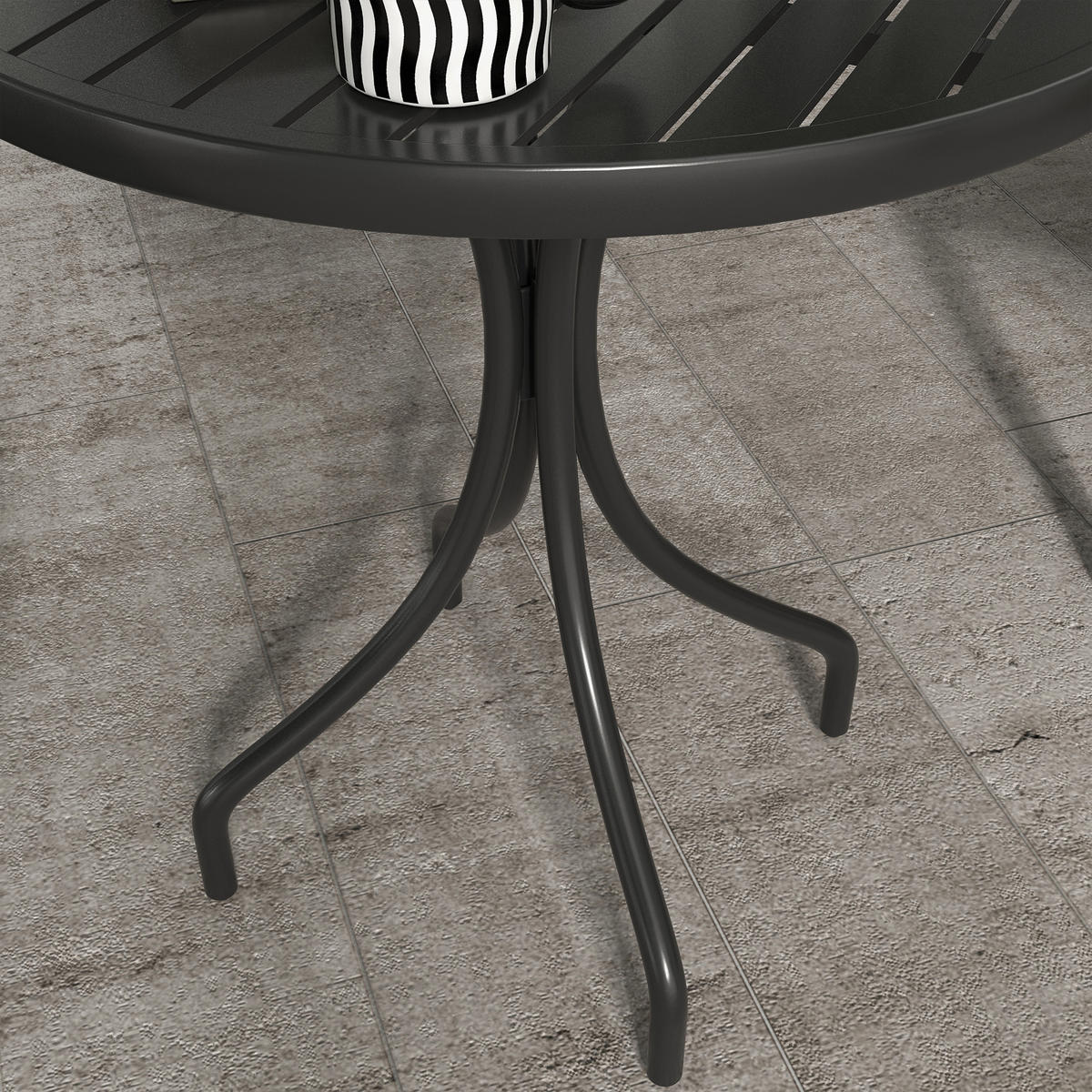 GARTENTISCH DE-14091 mit Lattenplatte Schwarz - Schwarz, Metall (66/66/71.5cm) - ComfortXL