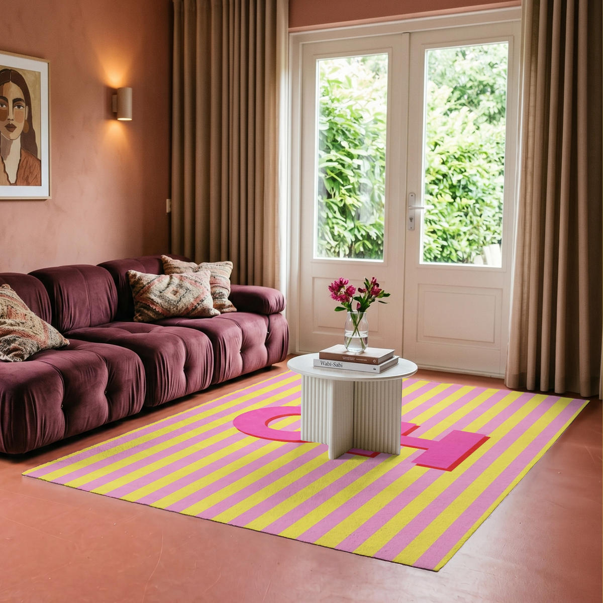 TEPPICH - Text - Streifen - Rosa - 150x230 cm - Pink, Kunststoff/Textil (150/0.4cm) - OnlyWow