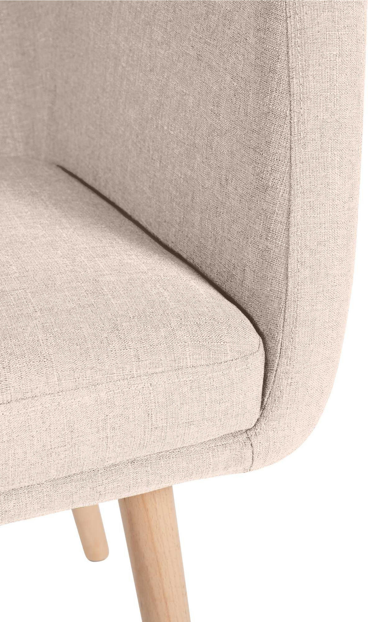 ARMLEHNENSTUHL Stoff beige - Eukalyptusholzfarben/Beige, Holz/Textil (61/88/57.5cm) - CLP