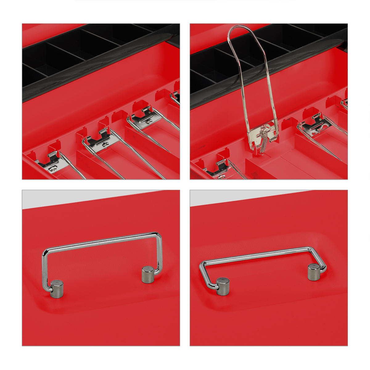 GELDKASSETTE - Rot, Kunststoff/Metall (30.5/8.5/24.5cm) - Relaxdays