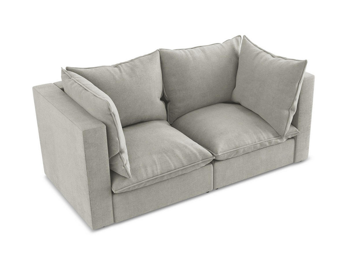 2-SITZER SOFA Strukturstoff Grau - Hellgrau/Schwarz, Holzwerkstoff/Kunststoff (180/77/90cm) - Makamii