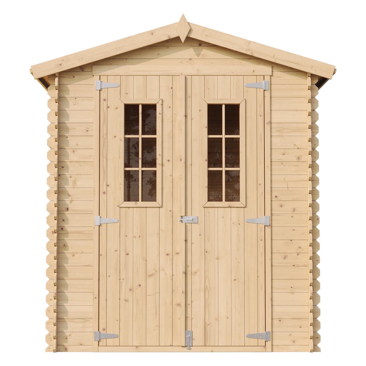 GARTENHAUS aus Holz - mit imprägniertem Boden B196xL136xH218 cm/ 1.98 m2 - M367C+M367G - Beige, Holz (180/224/136cm) - Timbela