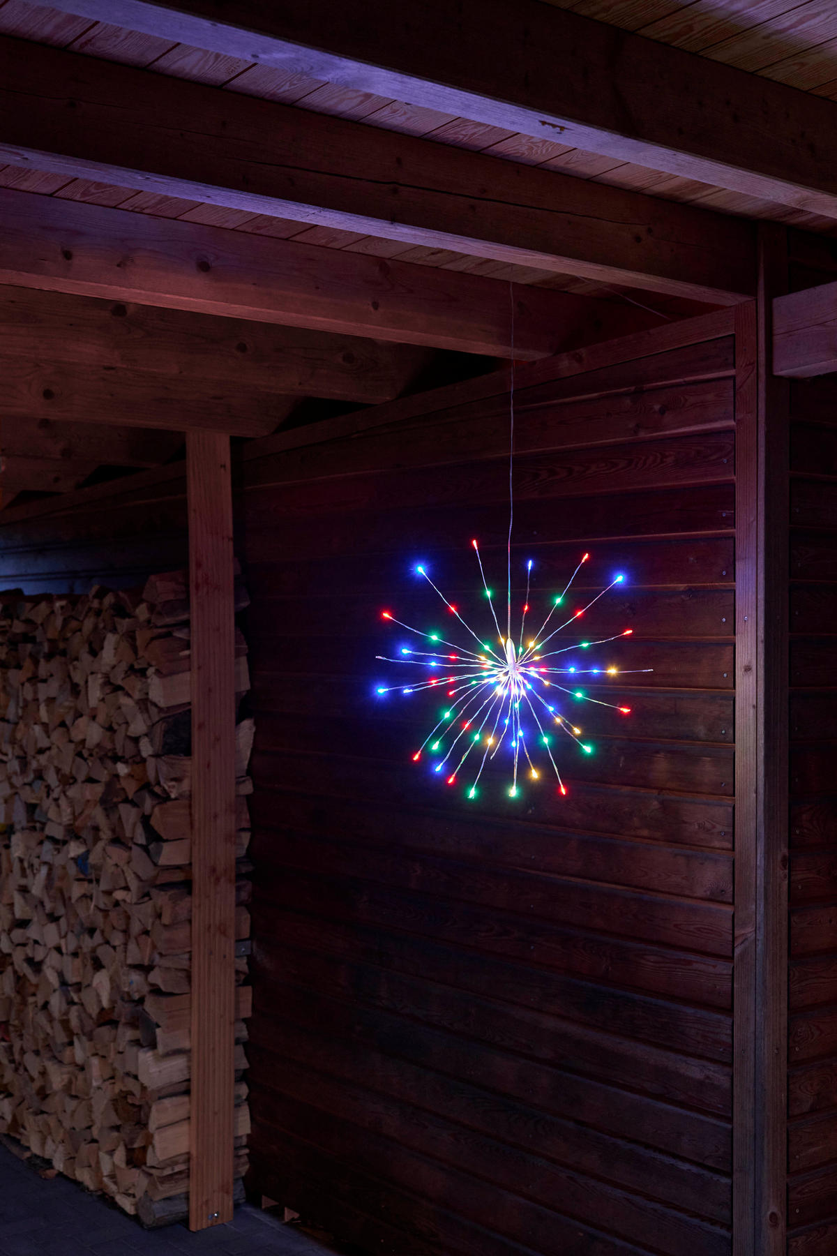 EISKRISTALLLEUCHTE - 90 LEDs Ø50cm für Innen und Außen mit Timerfunktion und silbernem Gestell - Silberfarben, Kunststoff (25/25/25cm) - Northpoint