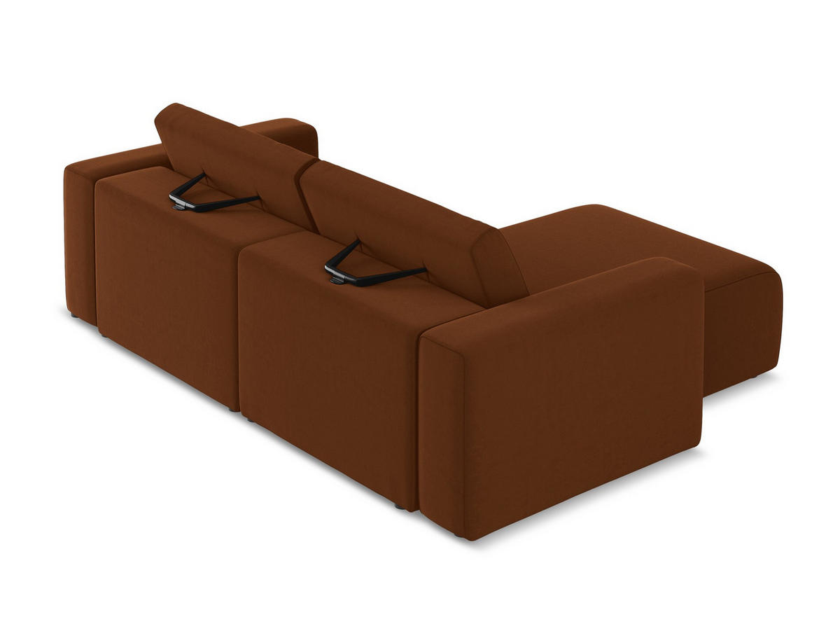 ECKSOFA Links Samt Stoff Orange - Rot/Terra cotta, Kunststoff/Textil (167/224cm) - Makamii