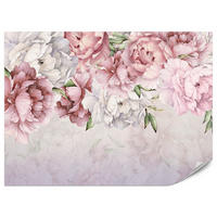 FOTOTAPETE für Badezimmer Zarte Rosa Pfingstrosen Blumen 200x140 - Violett/Rosa, Papier (200/140cm) - Muralo