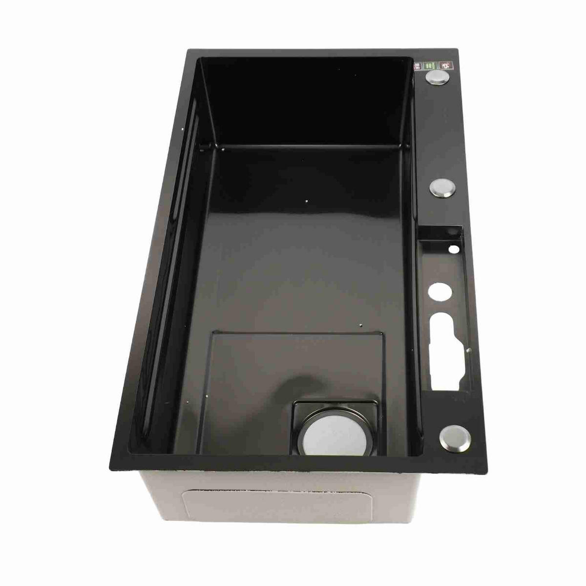 KÜCHENSPÜLE Edelstahl – Einbauspüle mit Digitalanzeige, gebürstet, extra dick, großes Spülbecken, modern - Schwarz, Metall (45/20/80cm) - Ej. Life