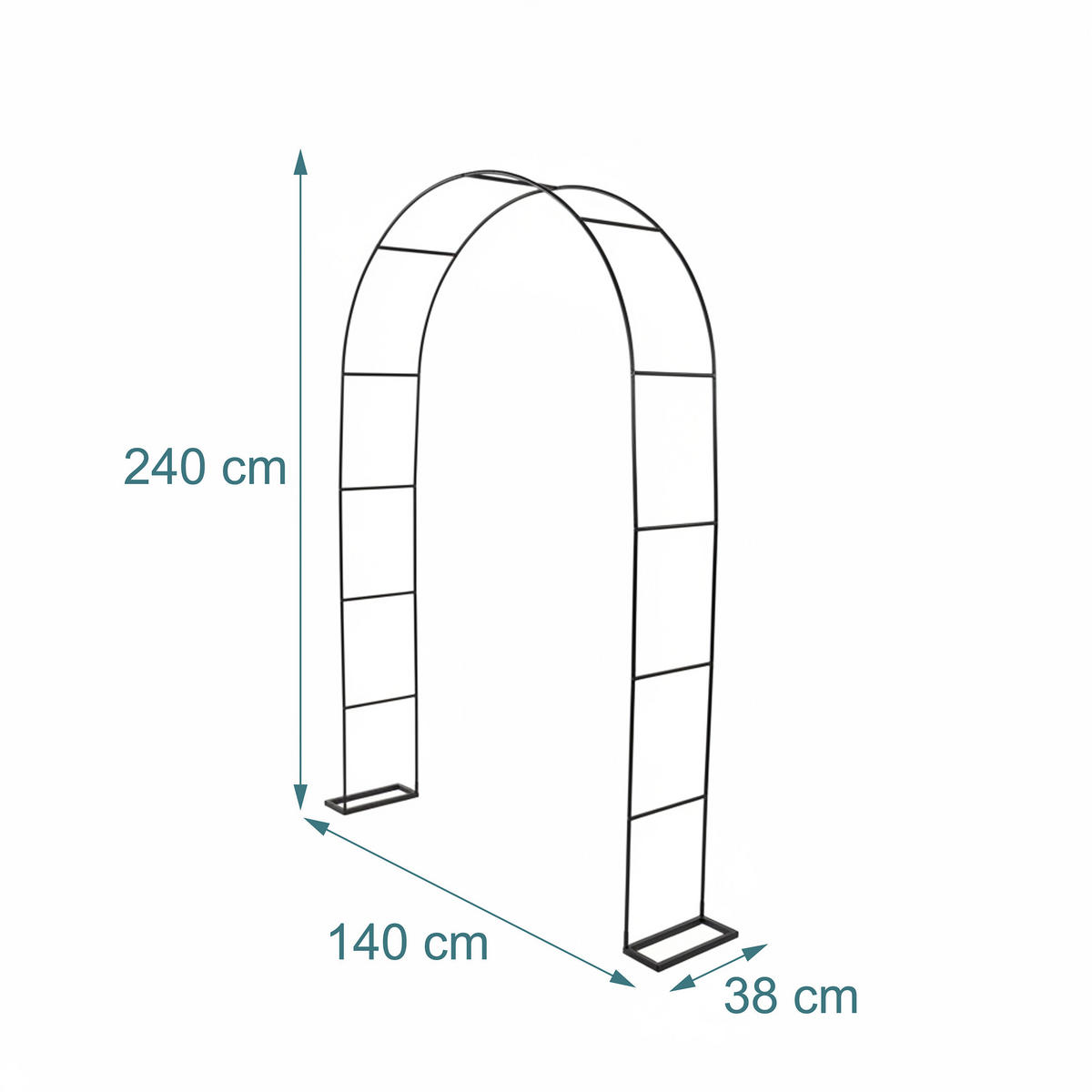 ROSENBOGEN - Schwarz, Metall (140/240/38cm) - Relaxdays